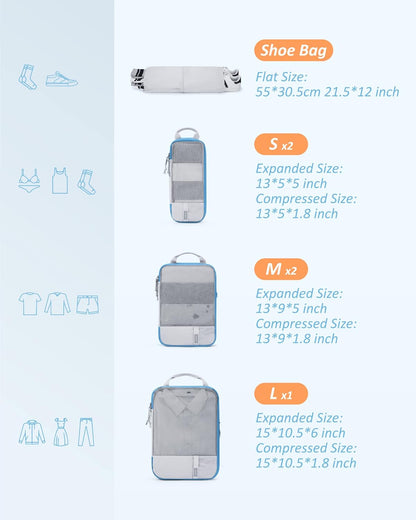 6 Set /4 Set/2 Set Compression Packing Cubes for Travel, Lightweight Luggage Organizer Bags, Durable Space Saver Bags Travel Essentials