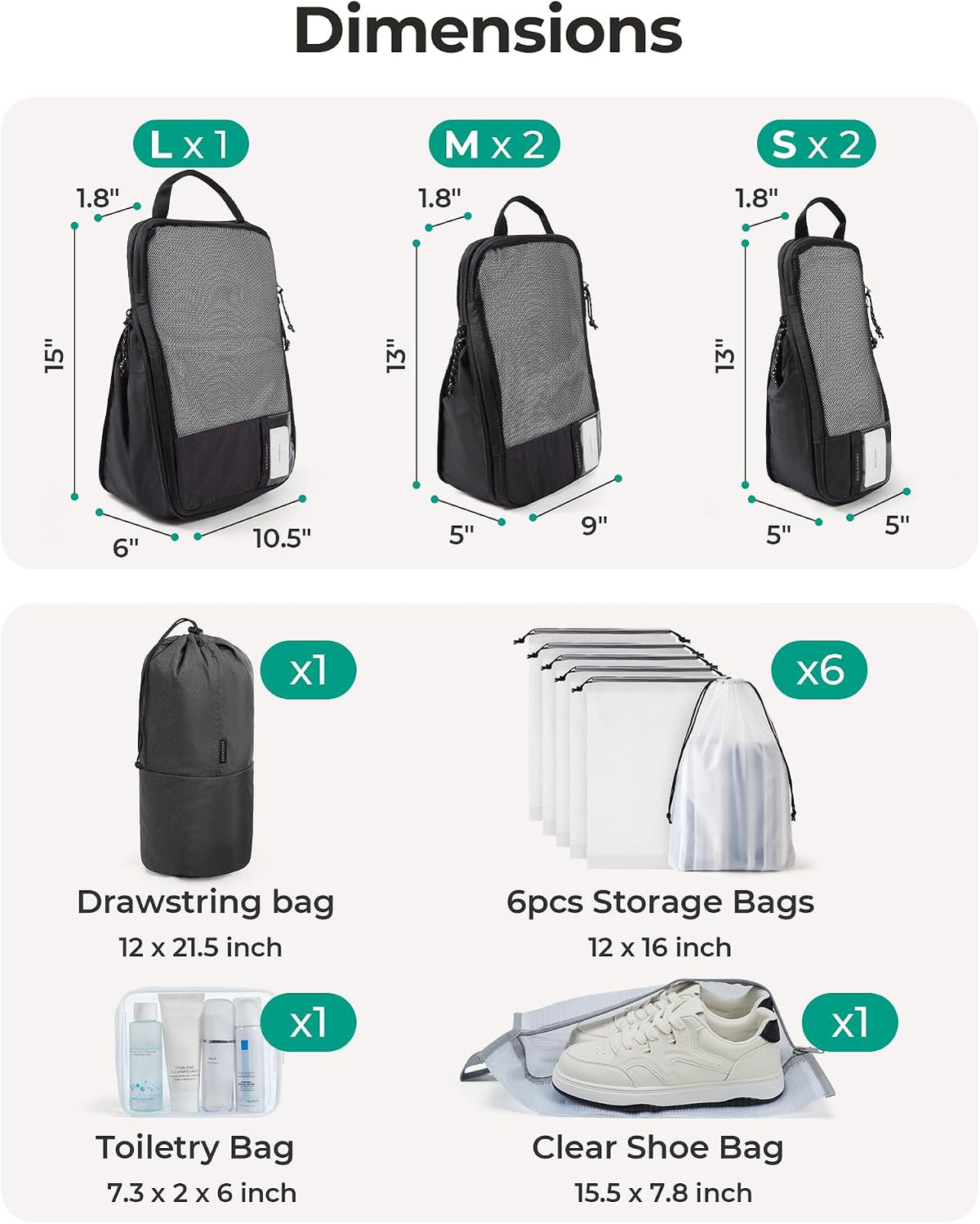 6 Set /4 Set/2 Set Compression Packing Cubes for Travel, Lightweight Luggage Organizer Bags, Durable Space Saver Bags Travel Essentials