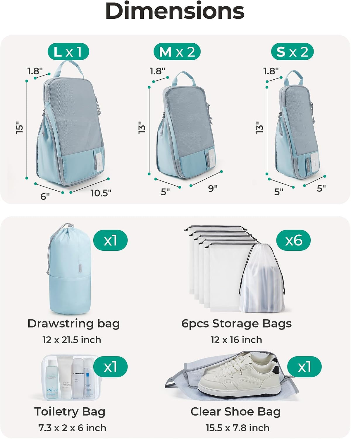 6 Set /4 Set/2 Set Compression Packing Cubes for Travel, Lightweight Luggage Organizer Bags, Durable Space Saver Bags Travel Essentials