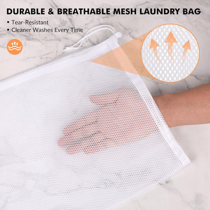 2 Pack Mesh Laundry Bags - Large & Small Heavy Duty Mesh Laundry Bag with Drawstring, Wash Bags for Travel, College, Dorms, Sports, Family, Black