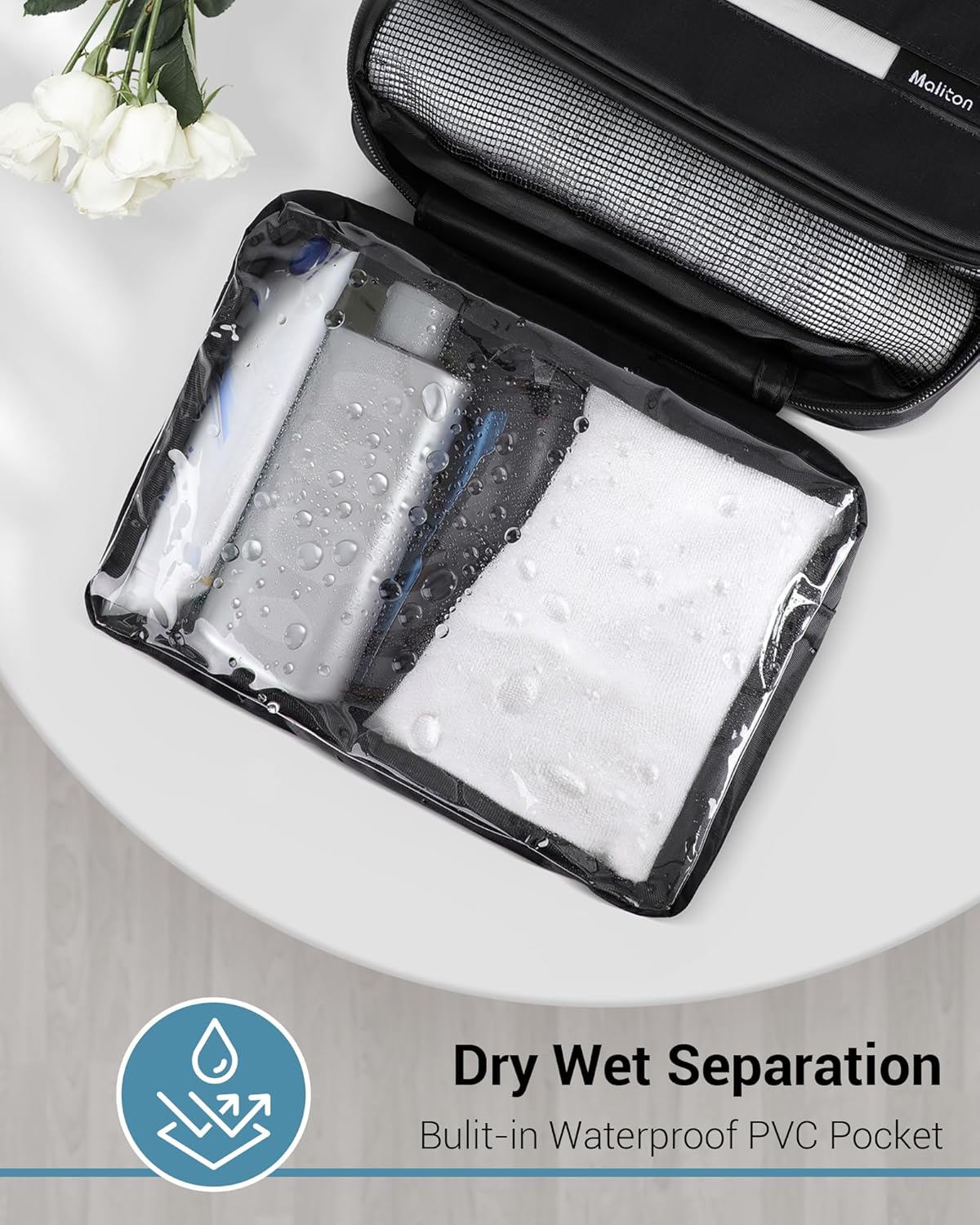 Toiletry Bag for Men & Women Travel Toiletry Bag Hanging Toiletry Bag Hygiene Bag with 4 Compartments Waterproof Bathroom Shower Bag for Traveling(Black)