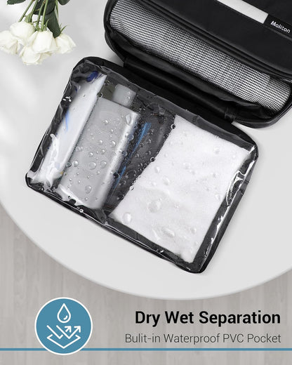 Toiletry Bag for Men & Women Travel Toiletry Bag Hanging Toiletry Bag Hygiene Bag with 4 Compartments Waterproof Bathroom Shower Bag for Traveling(Black)
