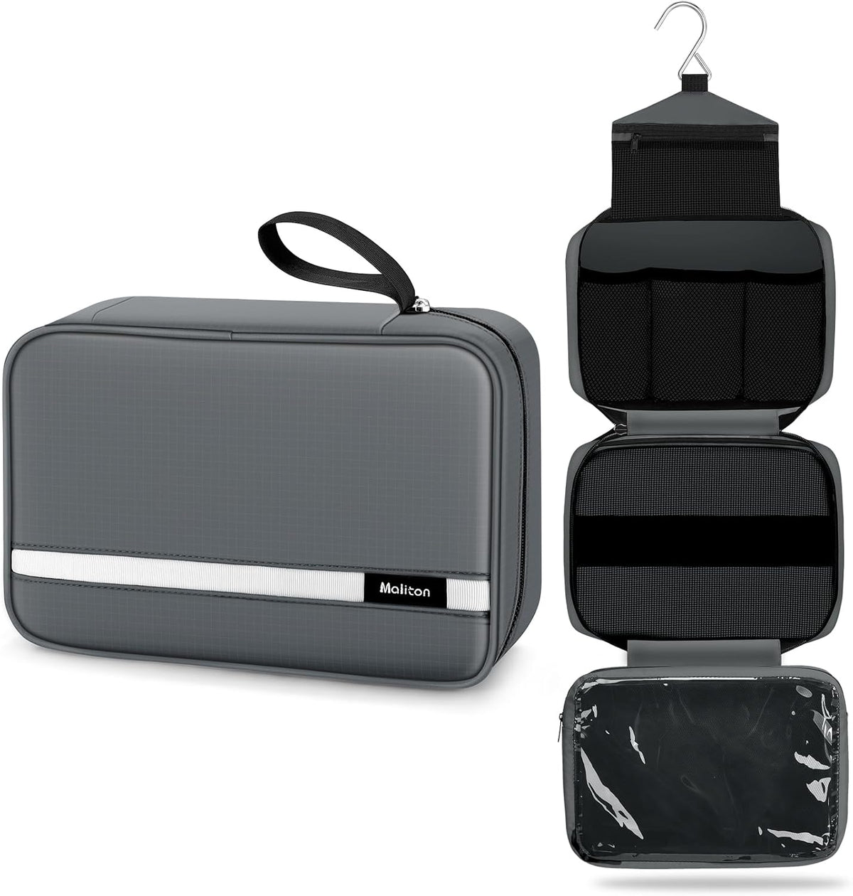 Toiletry Bag for Men & Women Travel Toiletry Bag Hanging Toiletry Bag Hygiene Bag with 4 Compartments Waterproof Bathroom Shower Bag for Traveling(Black)