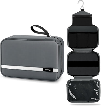 Toiletry Bag for Men & Women Travel Toiletry Bag Hanging Toiletry Bag Hygiene Bag with 4 Compartments Waterproof Bathroom Shower Bag for Traveling(Black)
