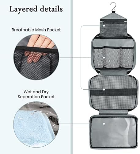 Toiletry Bag for Men & Women Travel Toiletry Bag Hanging Toiletry Bag Hygiene Bag with 4 Compartments Waterproof Bathroom Shower Bag for Traveling(Black)