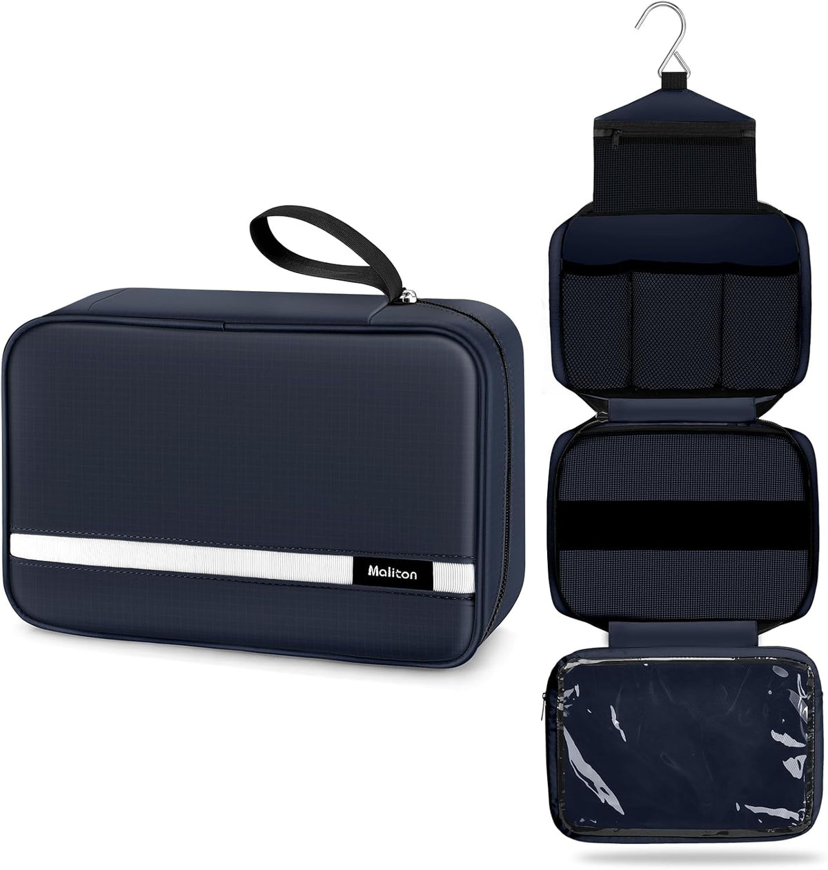 Toiletry Bag for Men & Women Travel Toiletry Bag Hanging Toiletry Bag Hygiene Bag with 4 Compartments Waterproof Bathroom Shower Bag for Traveling(Black)