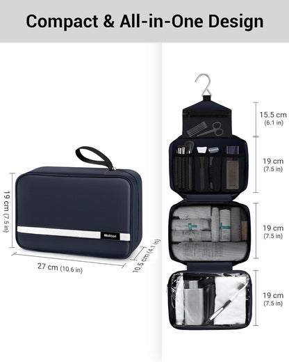 Toiletry Bag for Men & Women Travel Toiletry Bag Hanging Toiletry Bag Hygiene Bag with 4 Compartments Waterproof Bathroom Shower Bag for Traveling(Black)