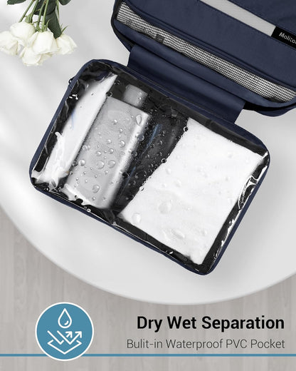 Toiletry Bag for Men & Women Travel Toiletry Bag Hanging Toiletry Bag Hygiene Bag with 4 Compartments Waterproof Bathroom Shower Bag for Traveling(Black)