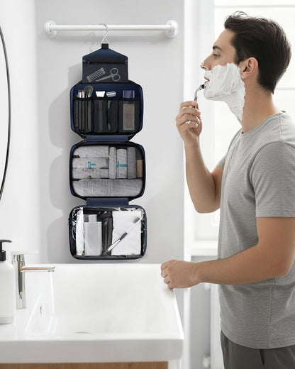 Toiletry Bag for Men & Women Travel Toiletry Bag Hanging Toiletry Bag Hygiene Bag with 4 Compartments Waterproof Bathroom Shower Bag for Traveling(Black)