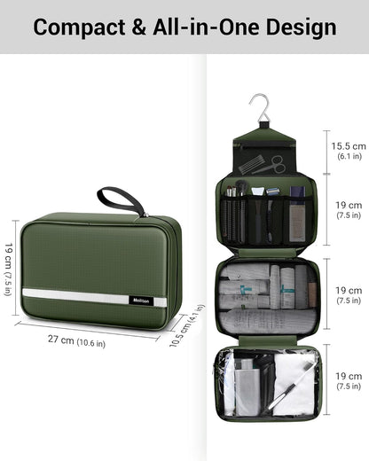 Toiletry Bag for Men & Women Travel Toiletry Bag Hanging Toiletry Bag Hygiene Bag with 4 Compartments Waterproof Bathroom Shower Bag for Traveling(Black)
