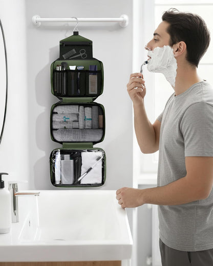 Toiletry Bag for Men & Women Travel Toiletry Bag Hanging Toiletry Bag Hygiene Bag with 4 Compartments Waterproof Bathroom Shower Bag for Traveling(Black)