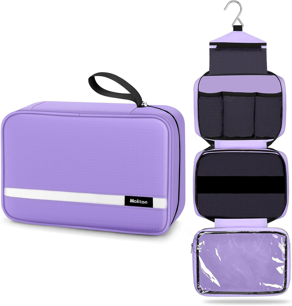 Toiletry Bag for Men & Women Travel Toiletry Bag Hanging Toiletry Bag Hygiene Bag with 4 Compartments Waterproof Bathroom Shower Bag for Traveling(Black)