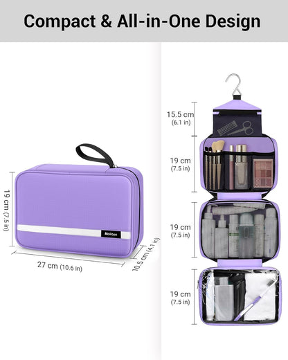 Toiletry Bag for Men & Women Travel Toiletry Bag Hanging Toiletry Bag Hygiene Bag with 4 Compartments Waterproof Bathroom Shower Bag for Traveling(Black)
