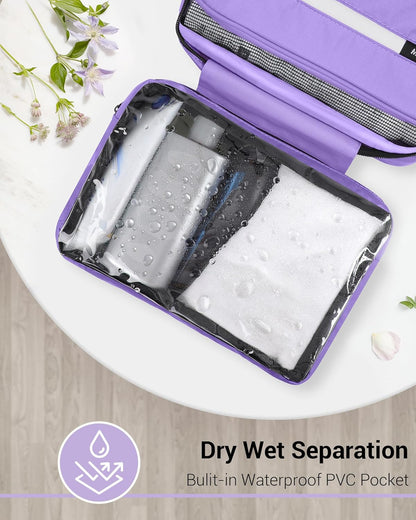 Toiletry Bag for Men & Women Travel Toiletry Bag Hanging Toiletry Bag Hygiene Bag with 4 Compartments Waterproof Bathroom Shower Bag for Traveling(Black)