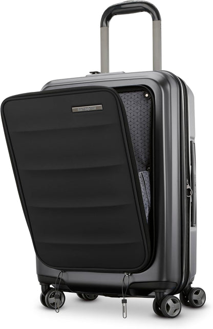 Octiv Lightweight Hardshell 20-Inch Carry-On Luggage -Durable & Impact Resistant, 360° Aero Trac Spinner Wheels, Adjustable Telescopic Handle, Expandable Suitcase, TSA Approved Lock - Black