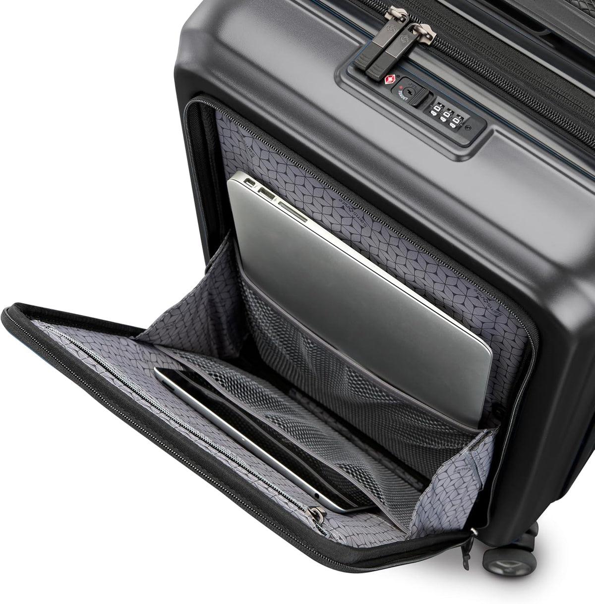 Octiv Lightweight Hardshell 20-Inch Carry-On Luggage -Durable & Impact Resistant, 360° Aero Trac Spinner Wheels, Adjustable Telescopic Handle, Expandable Suitcase, TSA Approved Lock - Black