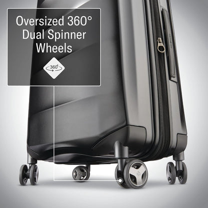 Octiv Lightweight Hardshell 20-Inch Carry-On Luggage -Durable & Impact Resistant, 360° Aero Trac Spinner Wheels, Adjustable Telescopic Handle, Expandable Suitcase, TSA Approved Lock - Black