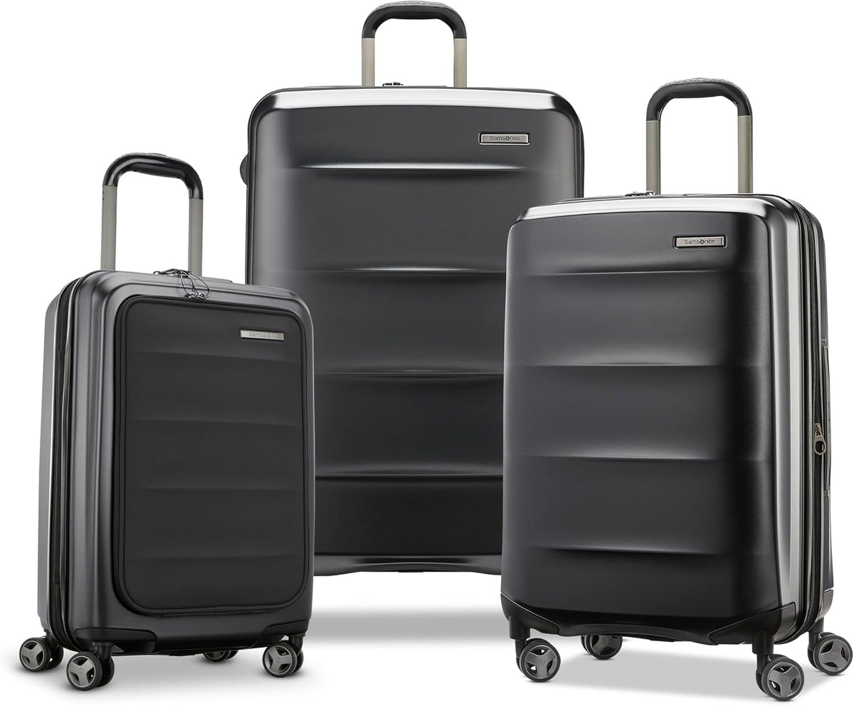 Octiv Lightweight Hardshell 20-Inch Carry-On Luggage -Durable & Impact Resistant, 360° Aero Trac Spinner Wheels, Adjustable Telescopic Handle, Expandable Suitcase, TSA Approved Lock - Black