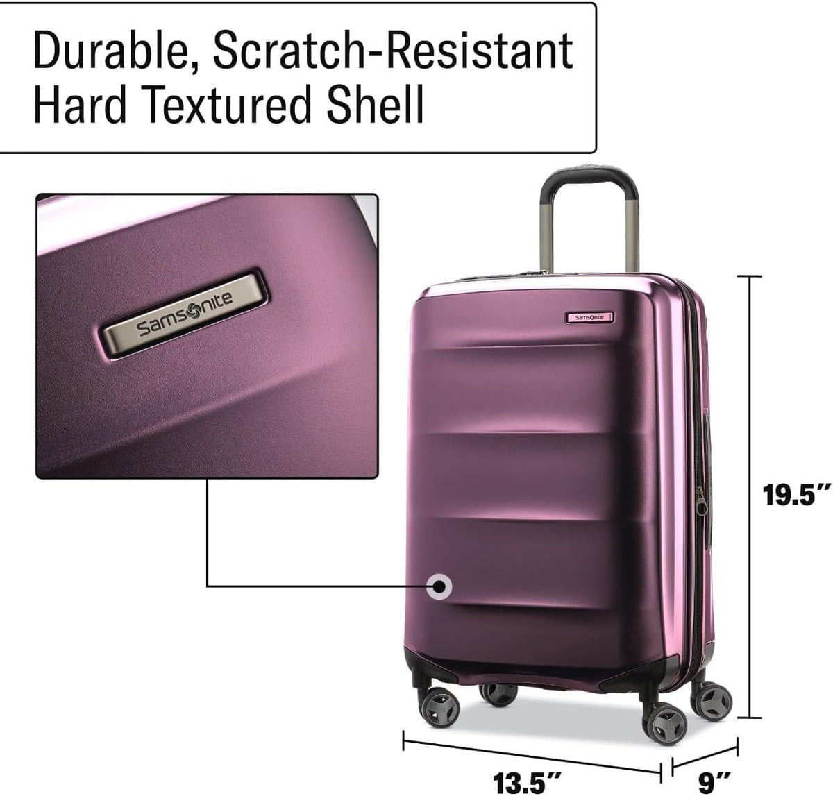 Octiv Lightweight Hardshell 20-Inch Carry-On Luggage -Durable & Impact Resistant, 360° Aero Trac Spinner Wheels, Adjustable Telescopic Handle, Expandable Suitcase, TSA Approved Lock - Black