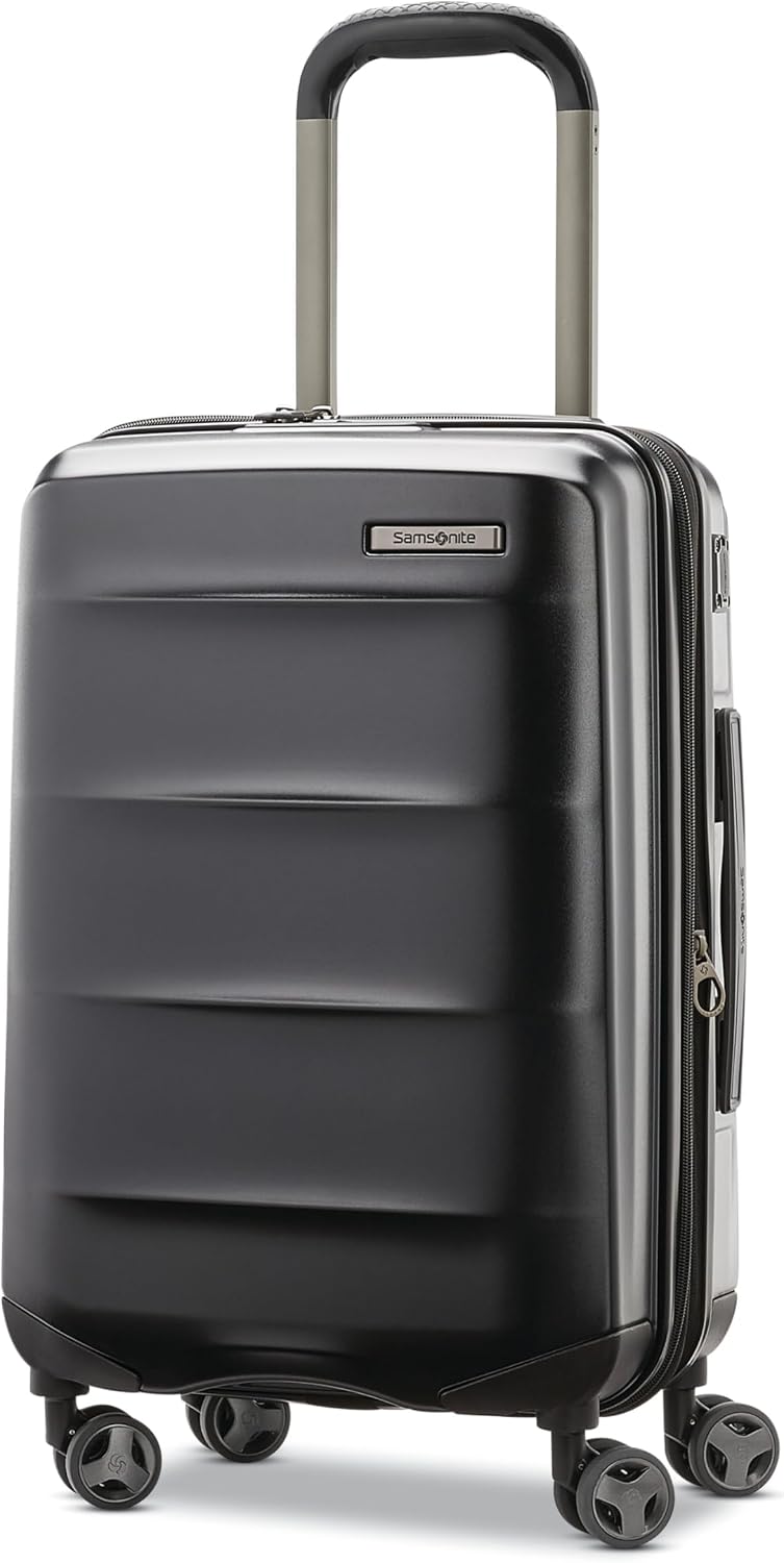 Octiv Lightweight Hardshell 20-Inch Carry-On Luggage -Durable & Impact Resistant, 360° Aero Trac Spinner Wheels, Adjustable Telescopic Handle, Expandable Suitcase, TSA Approved Lock - Black