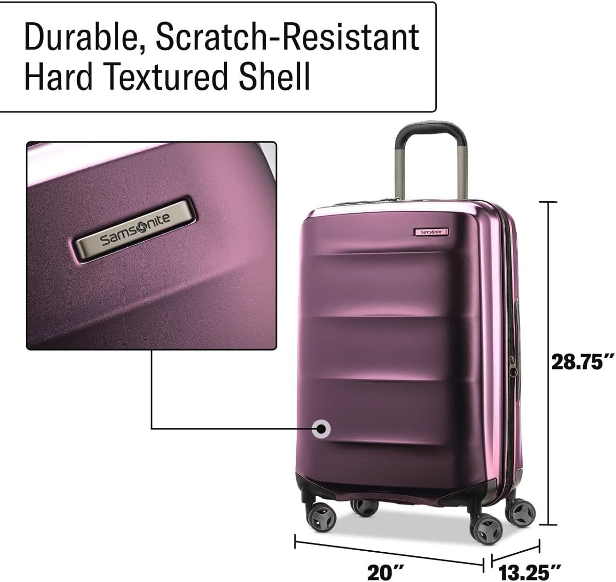 Octiv Lightweight Hardshell 20-Inch Carry-On Luggage -Durable & Impact Resistant, 360° Aero Trac Spinner Wheels, Adjustable Telescopic Handle, Expandable Suitcase, TSA Approved Lock - Black