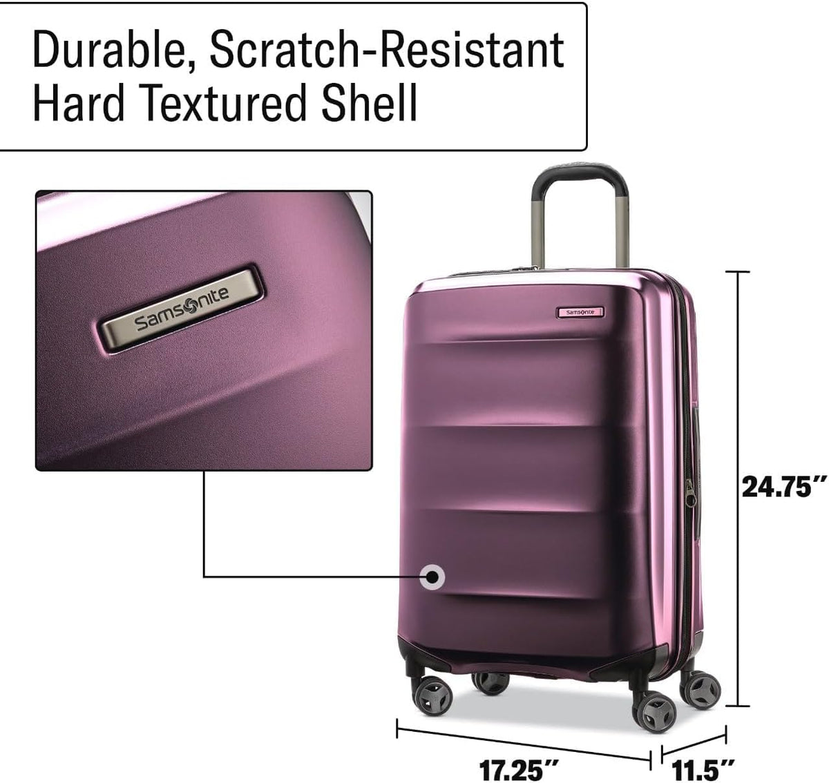 Octiv Lightweight Hardshell 20-Inch Carry-On Luggage -Durable & Impact Resistant, 360° Aero Trac Spinner Wheels, Adjustable Telescopic Handle, Expandable Suitcase, TSA Approved Lock - Black