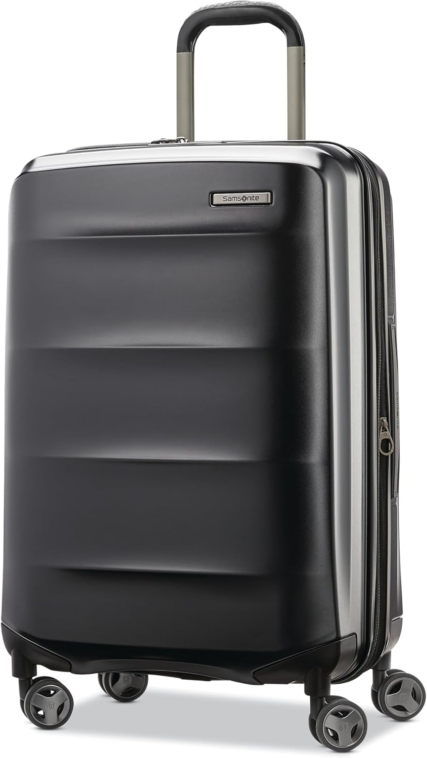 Octiv Lightweight Hardshell 20-Inch Carry-On Luggage -Durable & Impact Resistant, 360° Aero Trac Spinner Wheels, Adjustable Telescopic Handle, Expandable Suitcase, TSA Approved Lock - Black