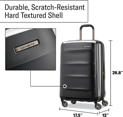 Octiv Lightweight Hardshell 20-Inch Carry-On Luggage -Durable & Impact Resistant, 360° Aero Trac Spinner Wheels, Adjustable Telescopic Handle, Expandable Suitcase, TSA Approved Lock - Black
