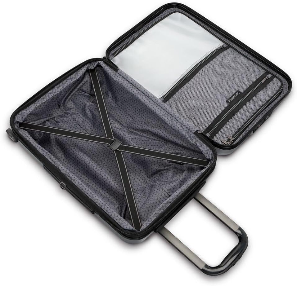 Octiv Lightweight Hardshell 20-Inch Carry-On Luggage -Durable & Impact Resistant, 360° Aero Trac Spinner Wheels, Adjustable Telescopic Handle, Expandable Suitcase, TSA Approved Lock - Black
