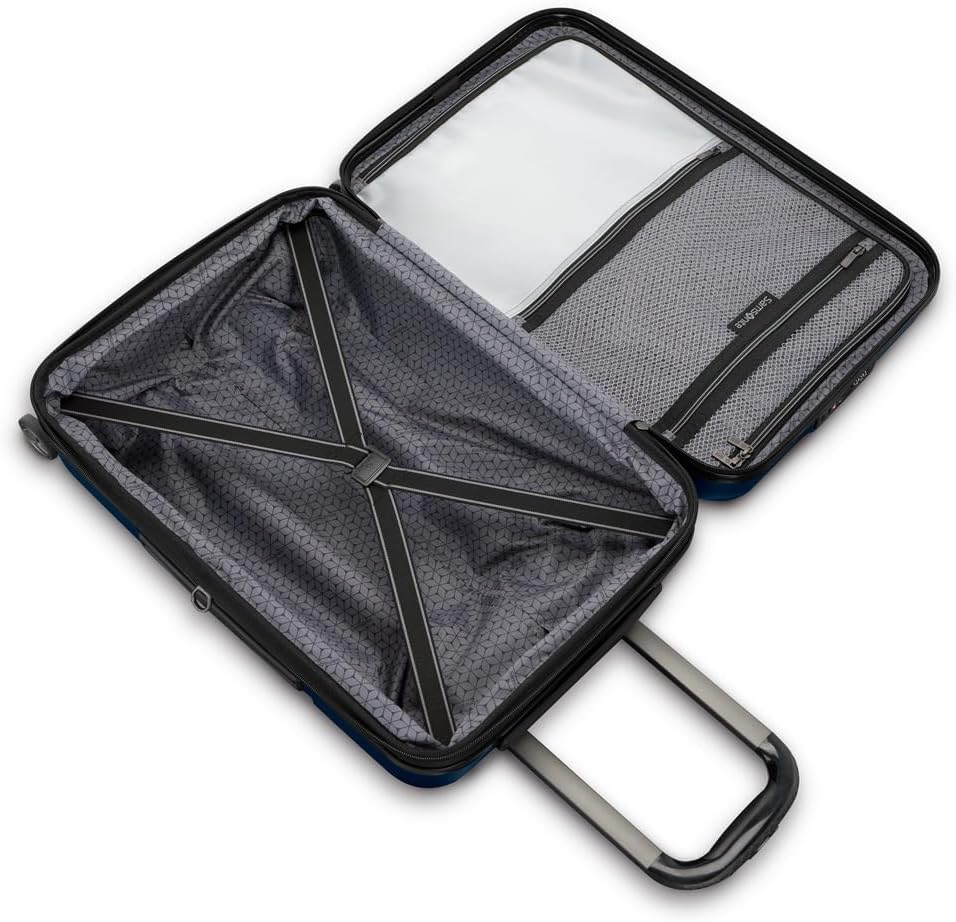 Octiv Lightweight Hardshell 20-Inch Carry-On Luggage -Durable & Impact Resistant, 360° Aero Trac Spinner Wheels, Adjustable Telescopic Handle, Expandable Suitcase, TSA Approved Lock - Black