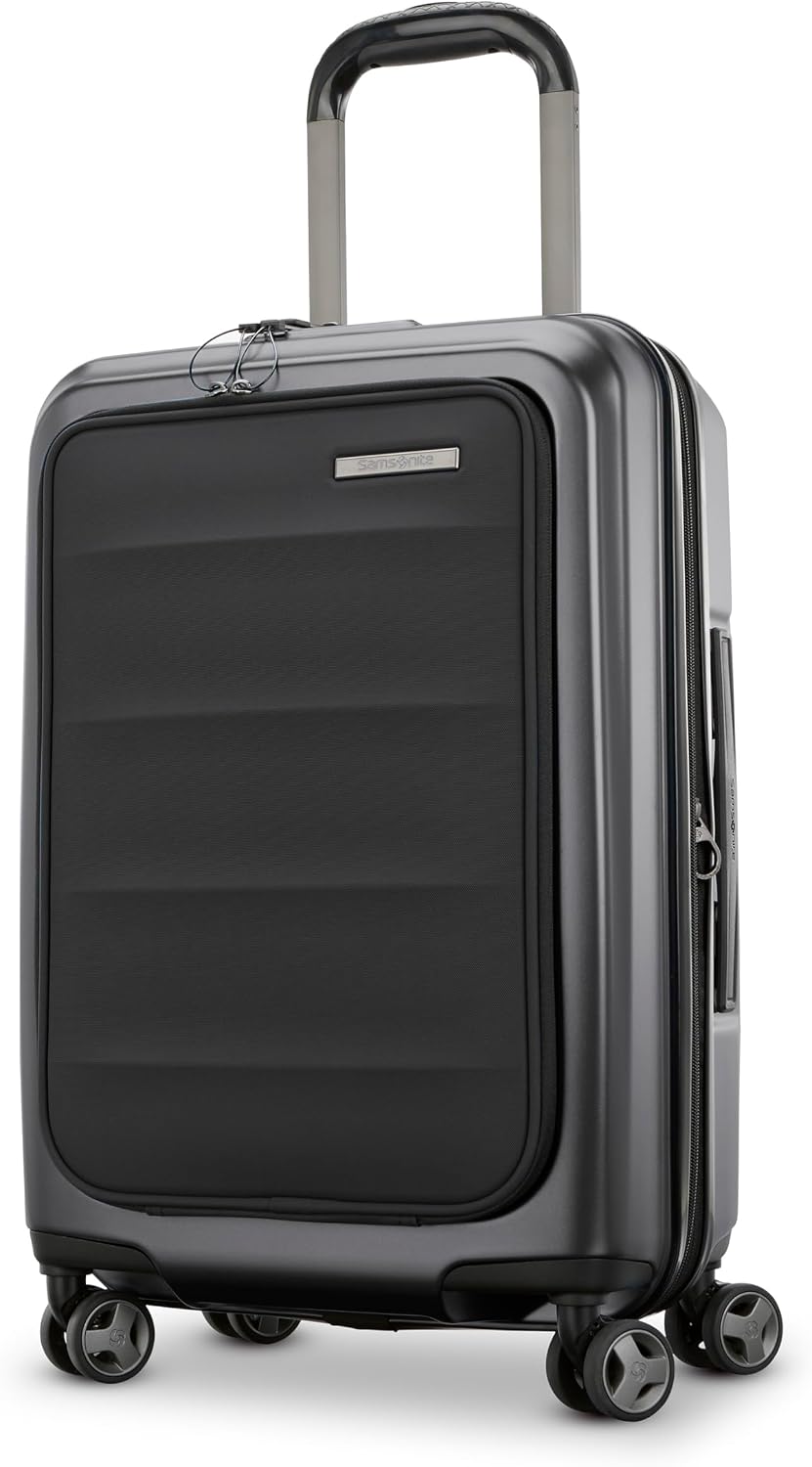 Octiv Lightweight Hardshell 20-Inch Carry-On Luggage -Durable & Impact Resistant, 360° Aero Trac Spinner Wheels, Adjustable Telescopic Handle, Expandable Suitcase, TSA Approved Lock - Black