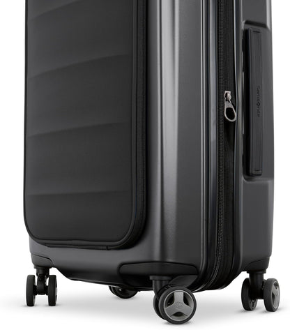 Octiv Lightweight Hardshell 20-Inch Carry-On Luggage -Durable & Impact Resistant, 360° Aero Trac Spinner Wheels, Adjustable Telescopic Handle, Expandable Suitcase, TSA Approved Lock - Black