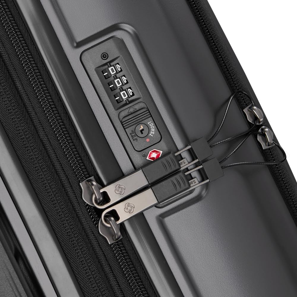 Octiv Lightweight Hardshell 20-Inch Carry-On Luggage -Durable & Impact Resistant, 360° Aero Trac Spinner Wheels, Adjustable Telescopic Handle, Expandable Suitcase, TSA Approved Lock - Black