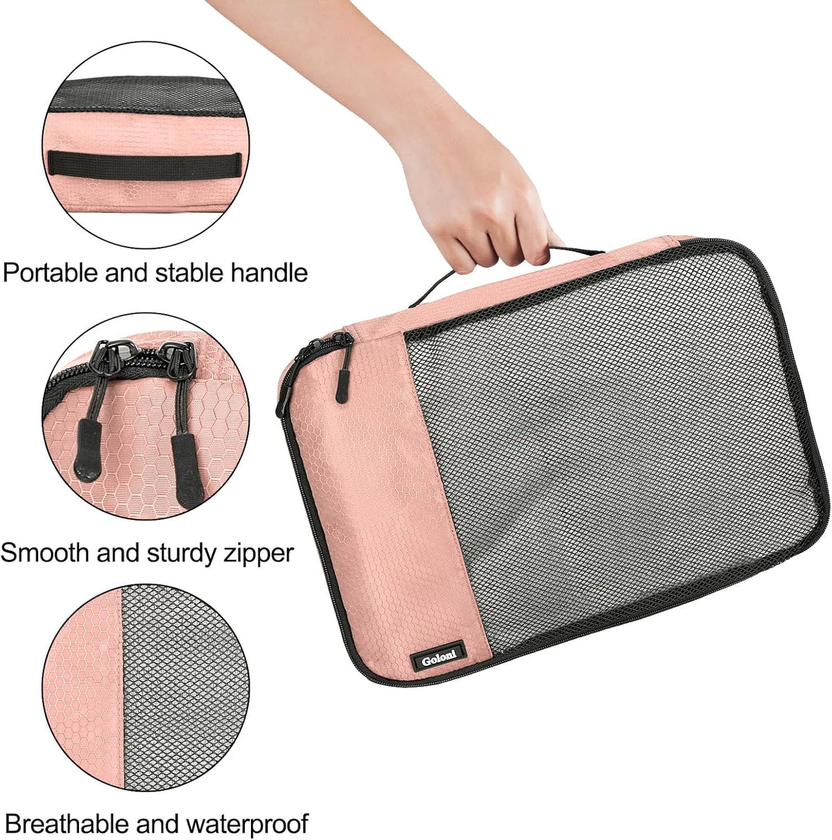 Packing Cubes for Travel Essentials,4 Set Packing Cubes for Suitcases,Lightweight Mesh Luggage Organizer Bag,Red
