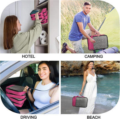 Packing Cubes for Travel Essentials,4 Set Packing Cubes for Suitcases,Lightweight Mesh Luggage Organizer Bag,Red