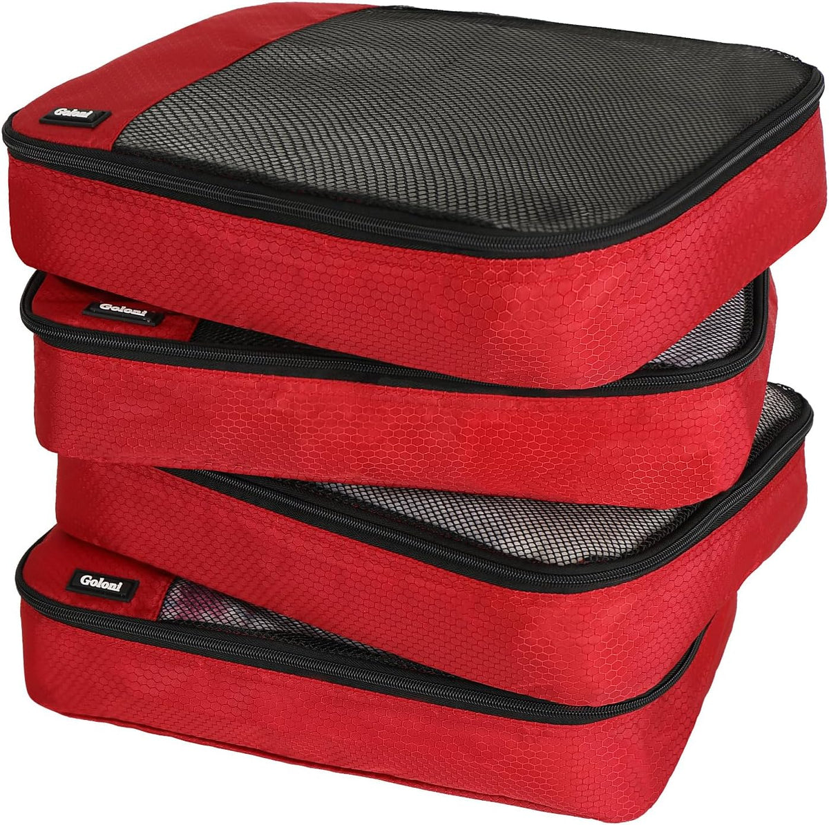 Packing Cubes for Travel Essentials,4 Set Packing Cubes for Suitcases,Lightweight Mesh Luggage Organizer Bag,Red