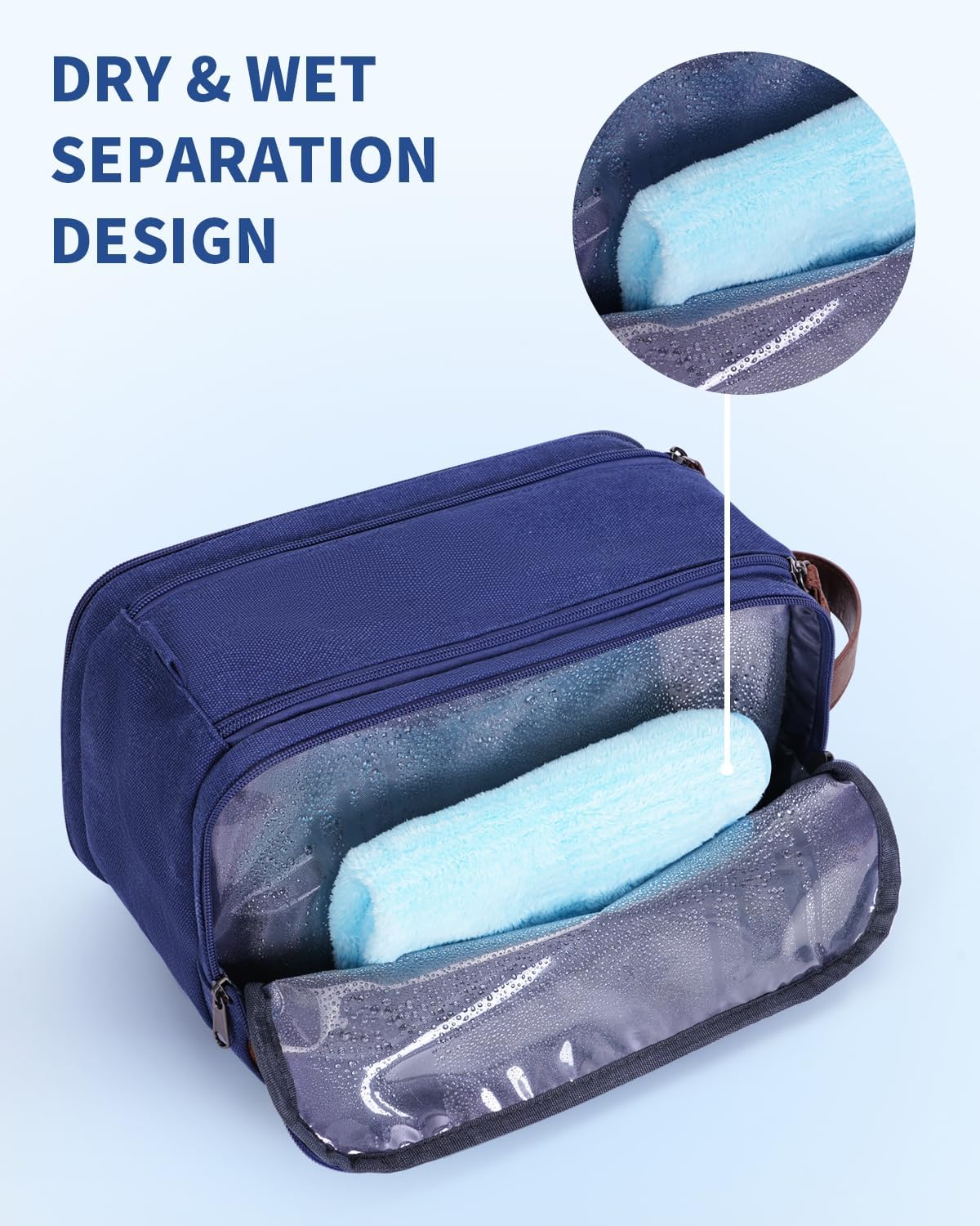 Toiletry Bag for Men Travel Toiletry Organizer Canvas and Leather Dopp Kit Water-Resistant Shaving Bag for Travel Accessories (Green, Large)