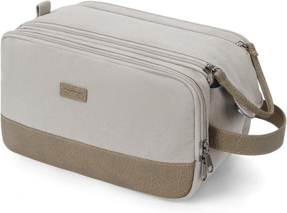 Toiletry Bag for Men Travel Toiletry Organizer Canvas and Leather Dopp Kit Water-Resistant Shaving Bag for Travel Accessories (Green, Large)