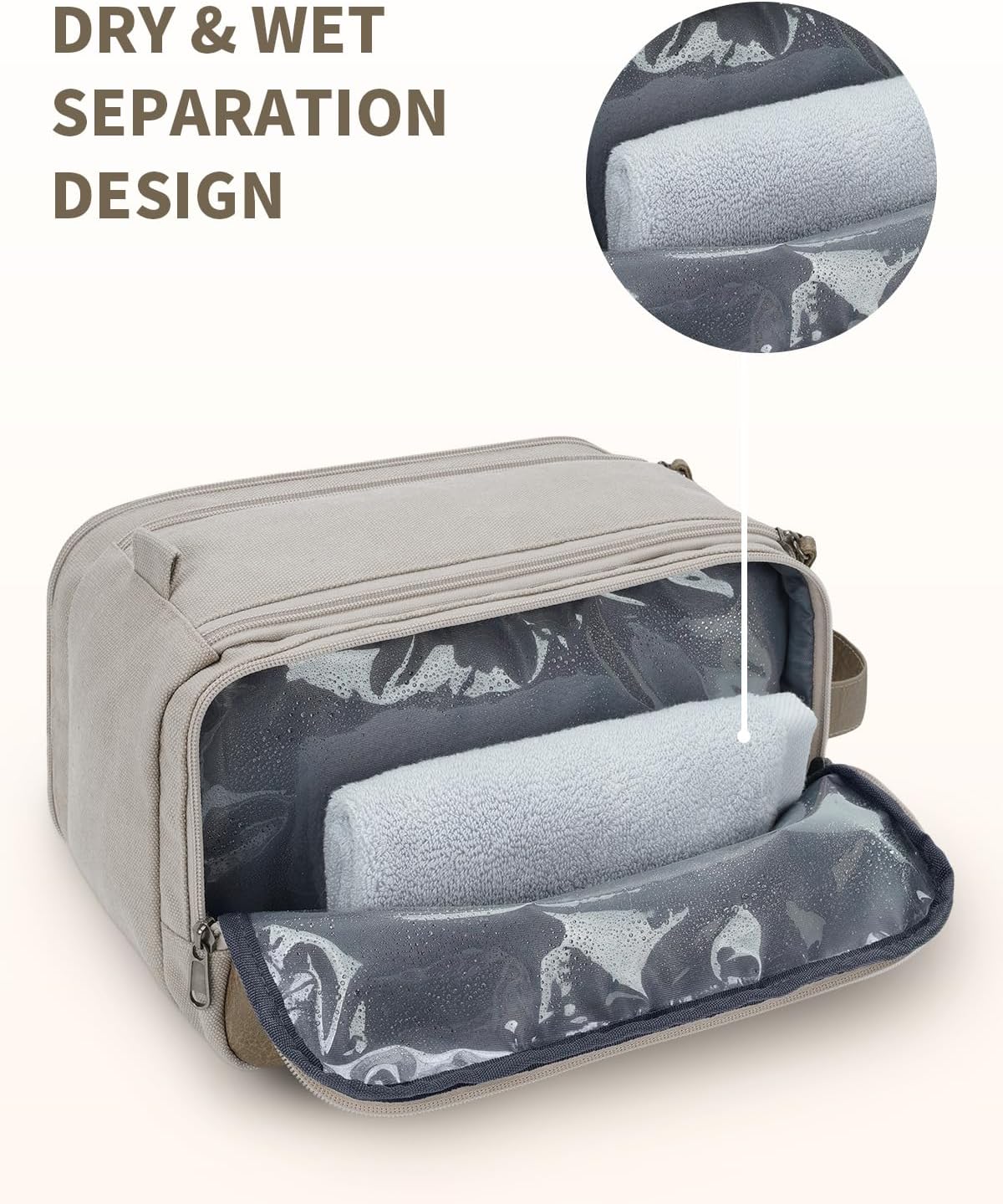 Toiletry Bag for Men Travel Toiletry Organizer Canvas and Leather Dopp Kit Water-Resistant Shaving Bag for Travel Accessories (Green, Large)