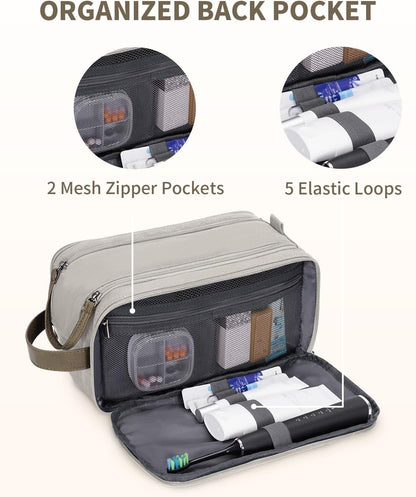 Toiletry Bag for Men Travel Toiletry Organizer Canvas and Leather Dopp Kit Water-Resistant Shaving Bag for Travel Accessories (Green, Large)