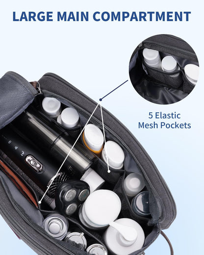 Toiletry Bag for Men Travel Toiletry Organizer Canvas and Leather Dopp Kit Water-Resistant Shaving Bag for Travel Accessories (Green, Large)