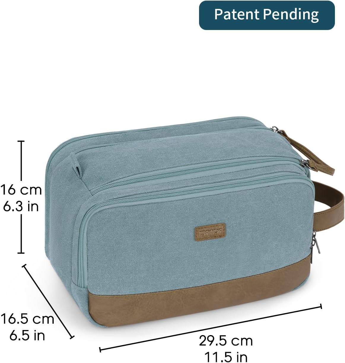 Toiletry Bag for Men Travel Toiletry Organizer Canvas and Leather Dopp Kit Water-Resistant Shaving Bag for Travel Accessories (Green, Large)