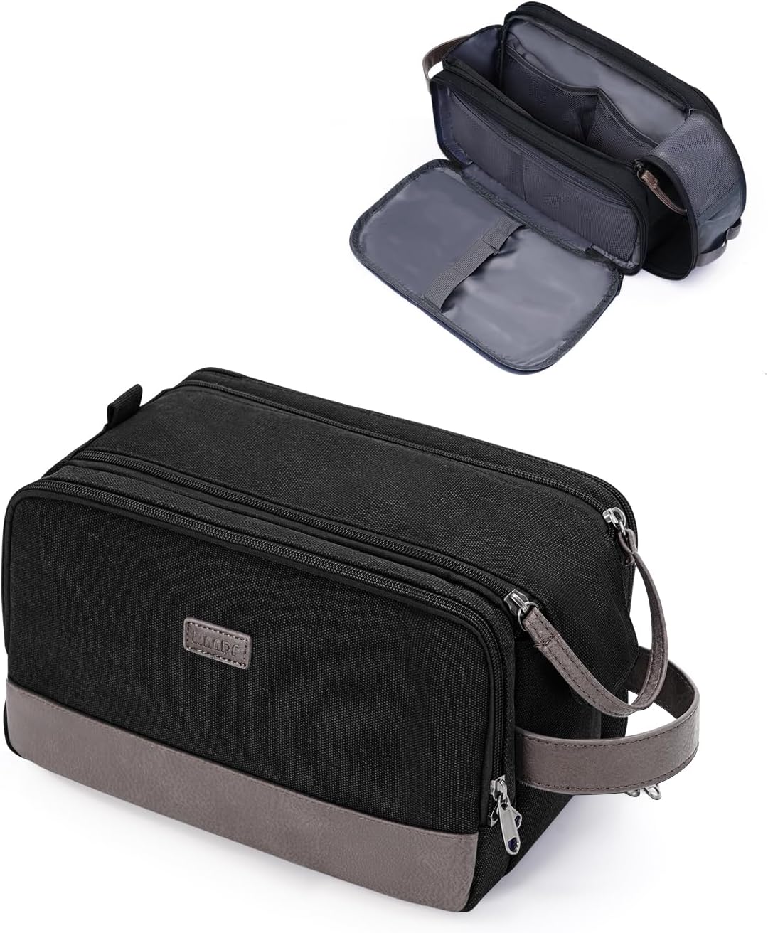 Toiletry Bag for Men Travel Toiletry Organizer Canvas and Leather Dopp Kit Water-Resistant Shaving Bag for Travel Accessories (Green, Large)