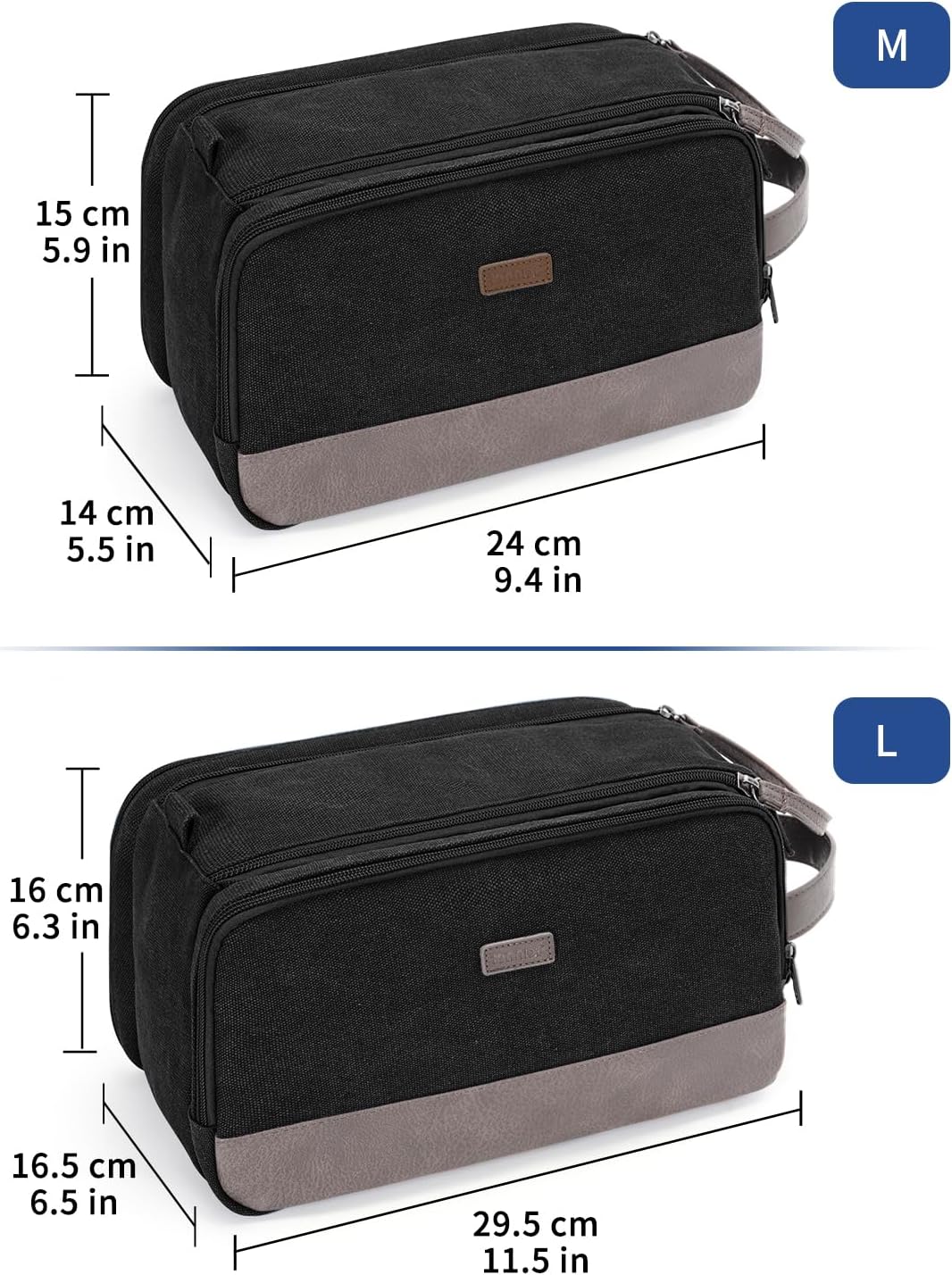 Toiletry Bag for Men Travel Toiletry Organizer Canvas and Leather Dopp Kit Water-Resistant Shaving Bag for Travel Accessories (Green, Large)
