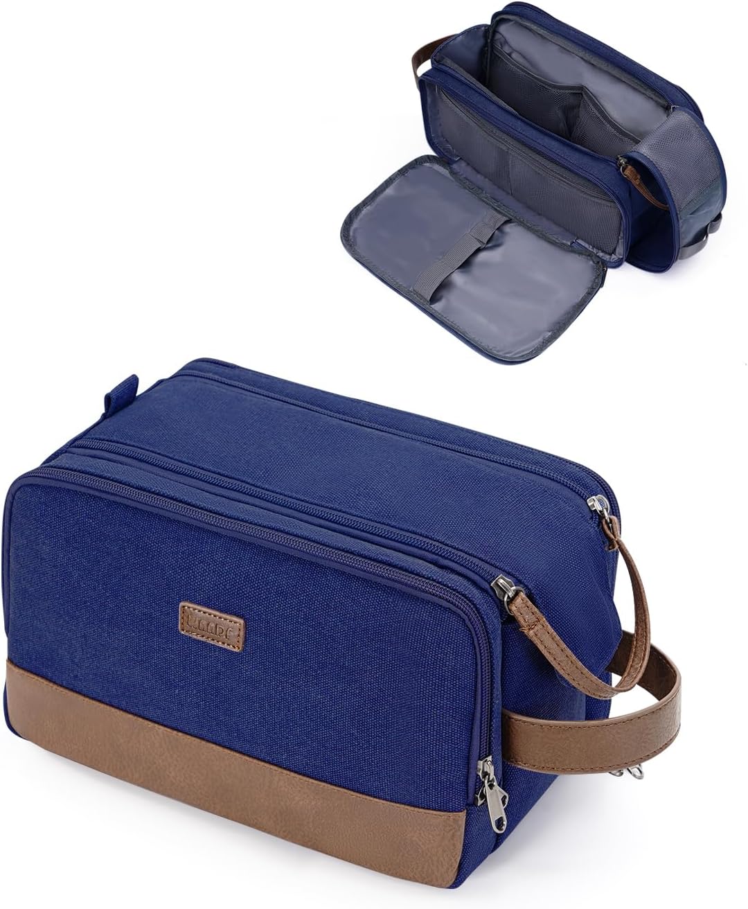 Toiletry Bag for Men Travel Toiletry Organizer Canvas and Leather Dopp Kit Water-Resistant Shaving Bag for Travel Accessories (Green, Large)
