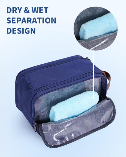 Toiletry Bag for Men Travel Toiletry Organizer Canvas and Leather Dopp Kit Water-Resistant Shaving Bag for Travel Accessories (Green, Large)