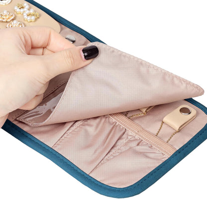 Travel Jewelry Case Organizer, Medium Foldable Storage Roll for Earrings, Necklaces, Rings, Bracelets, Brooches, Pink