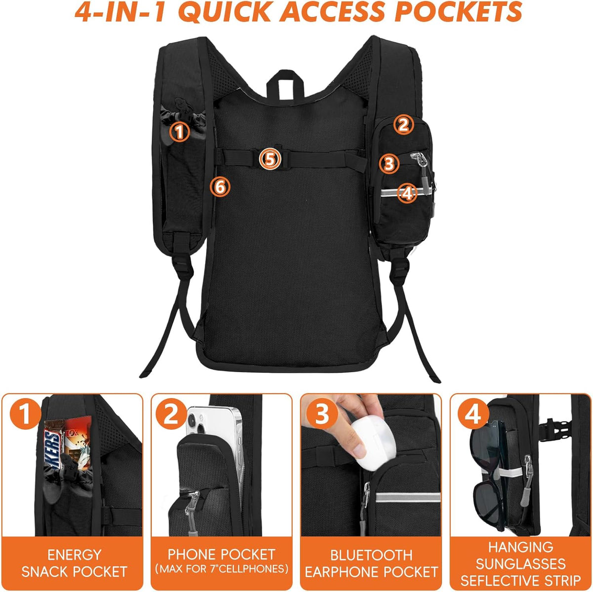 Seektop Small Hiking Backpack Expandable 12L-16L, Lightweight Packable Waterproof Daypack with Phone Pocket for Women Men