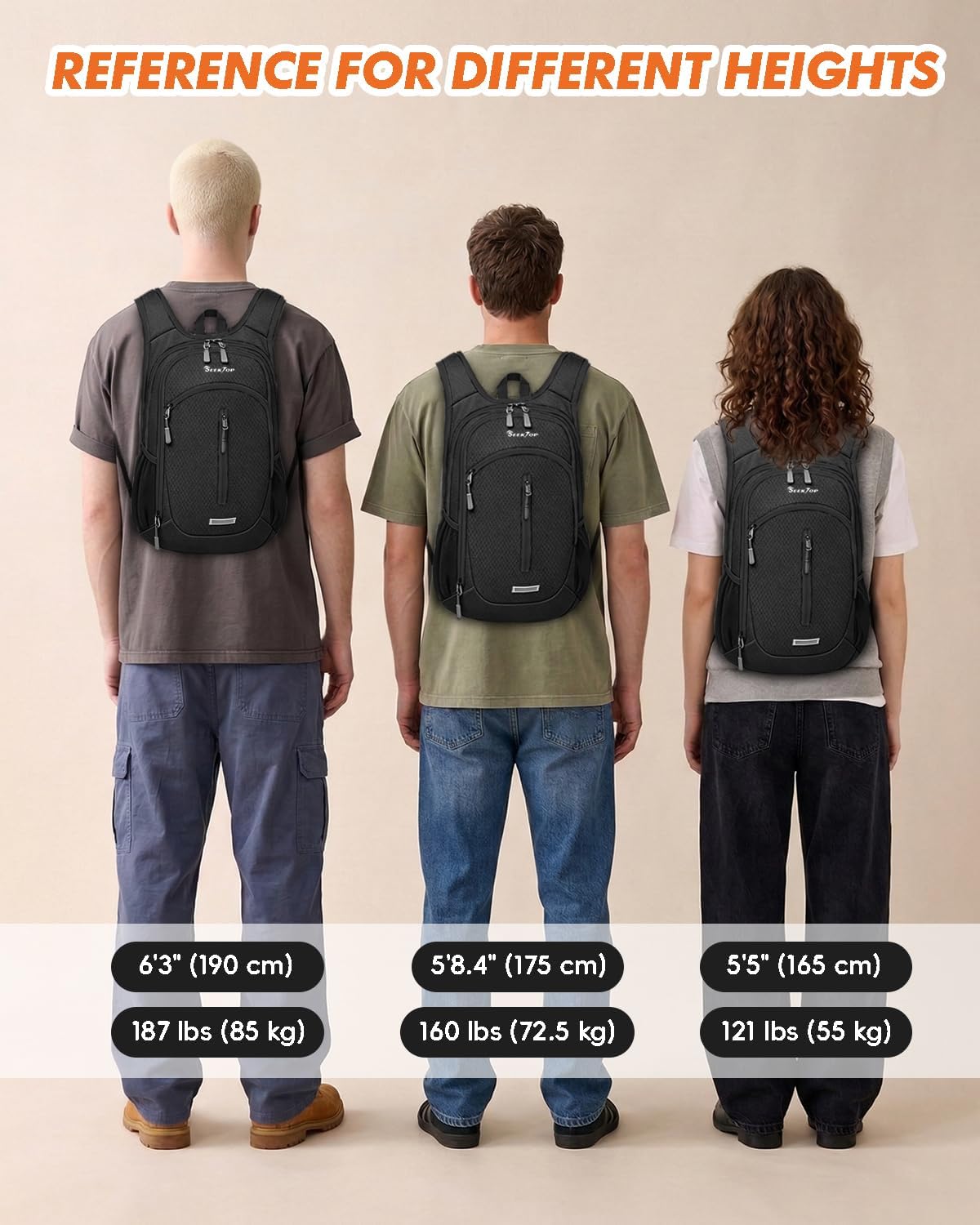 Seektop Small Hiking Backpack Expandable 12L-16L, Lightweight Packable Waterproof Daypack with Phone Pocket for Women Men