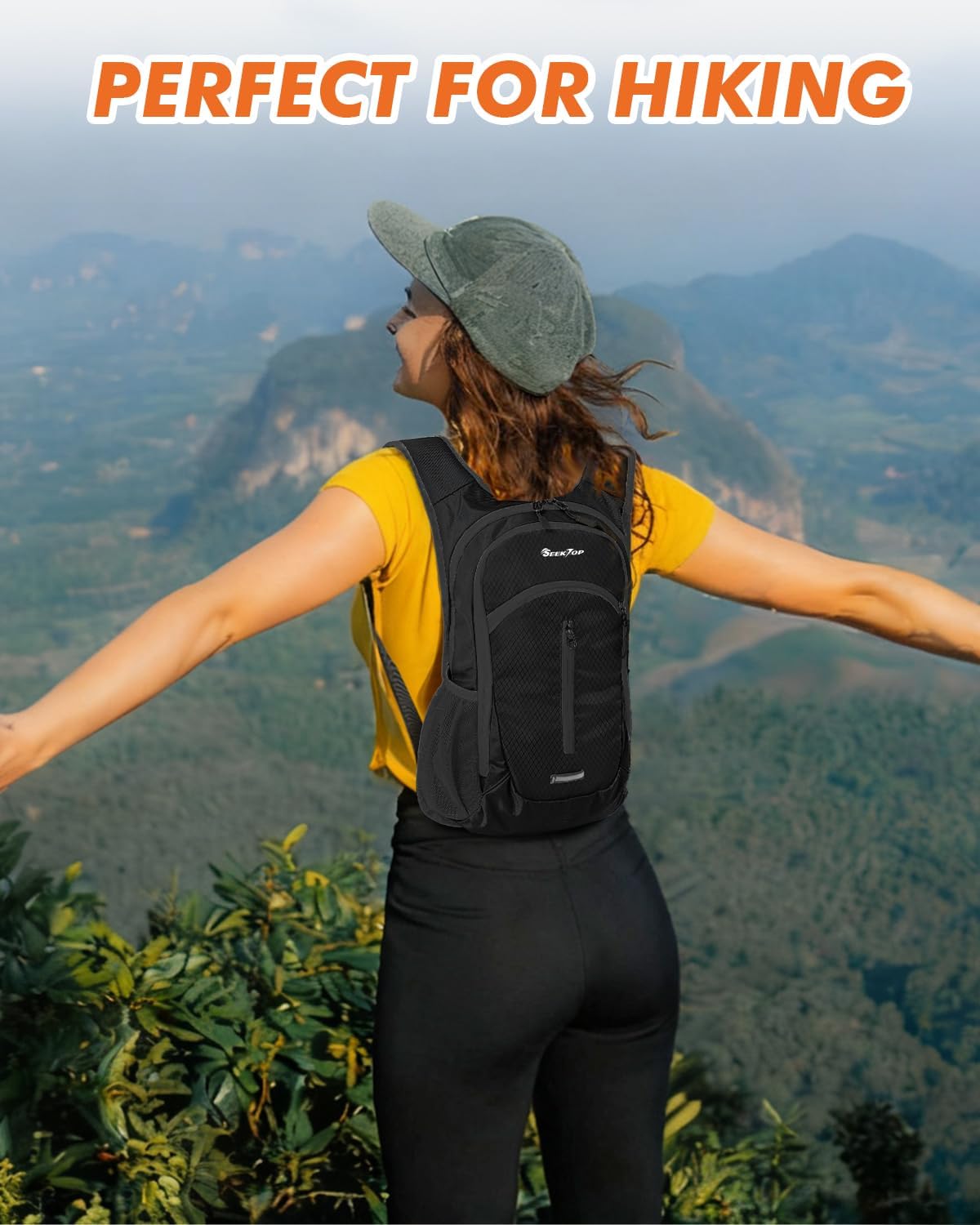 Seektop Small Hiking Backpack Expandable 12L-16L, Lightweight Packable Waterproof Daypack with Phone Pocket for Women Men